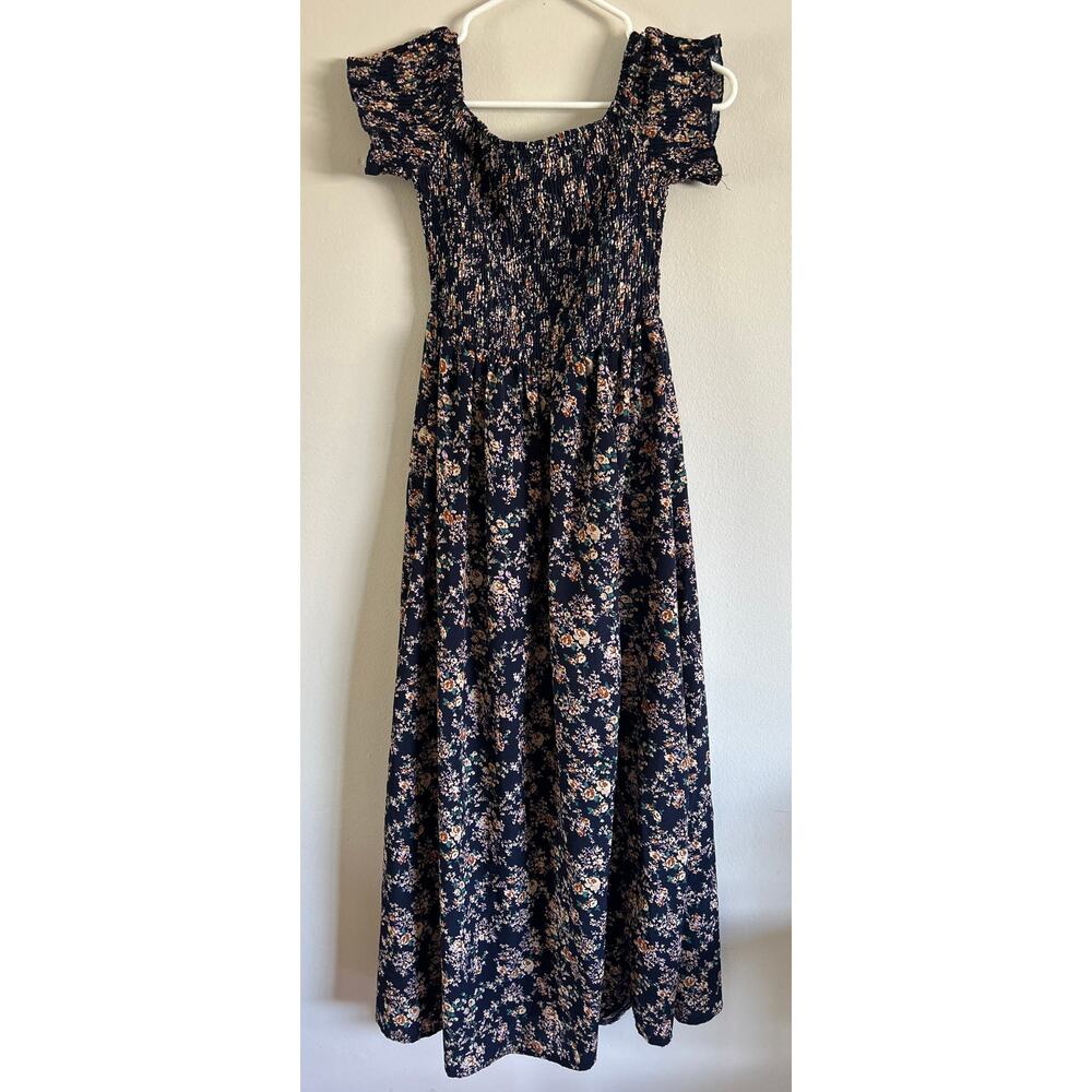 Shein Floral Smocked Maxi Dress US 2 Cottagecore Off Shoulder Slit Boho